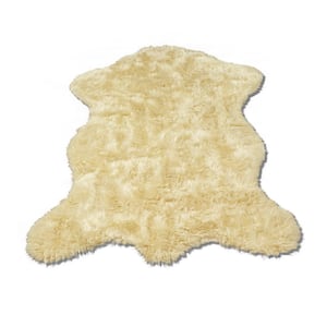 Ivory 2 ft. x 4 ft. Faux Fur Area Rug Luxuriously Soft and Eco Friendly Bear Pelt