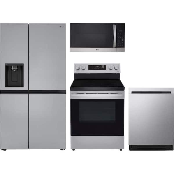 27 cu. ft. Standard Depth Refrigerator with 5 Burner Freestanding Electric Range and Dishwasher with 3rd Rack