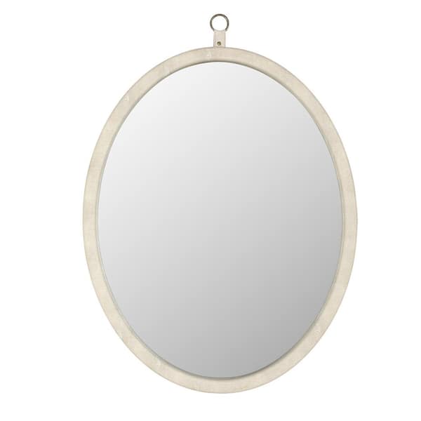 tunuo 23.6 in. W x 30 in. H Oval Framed Wall Bathroom Vanity Mirror in White