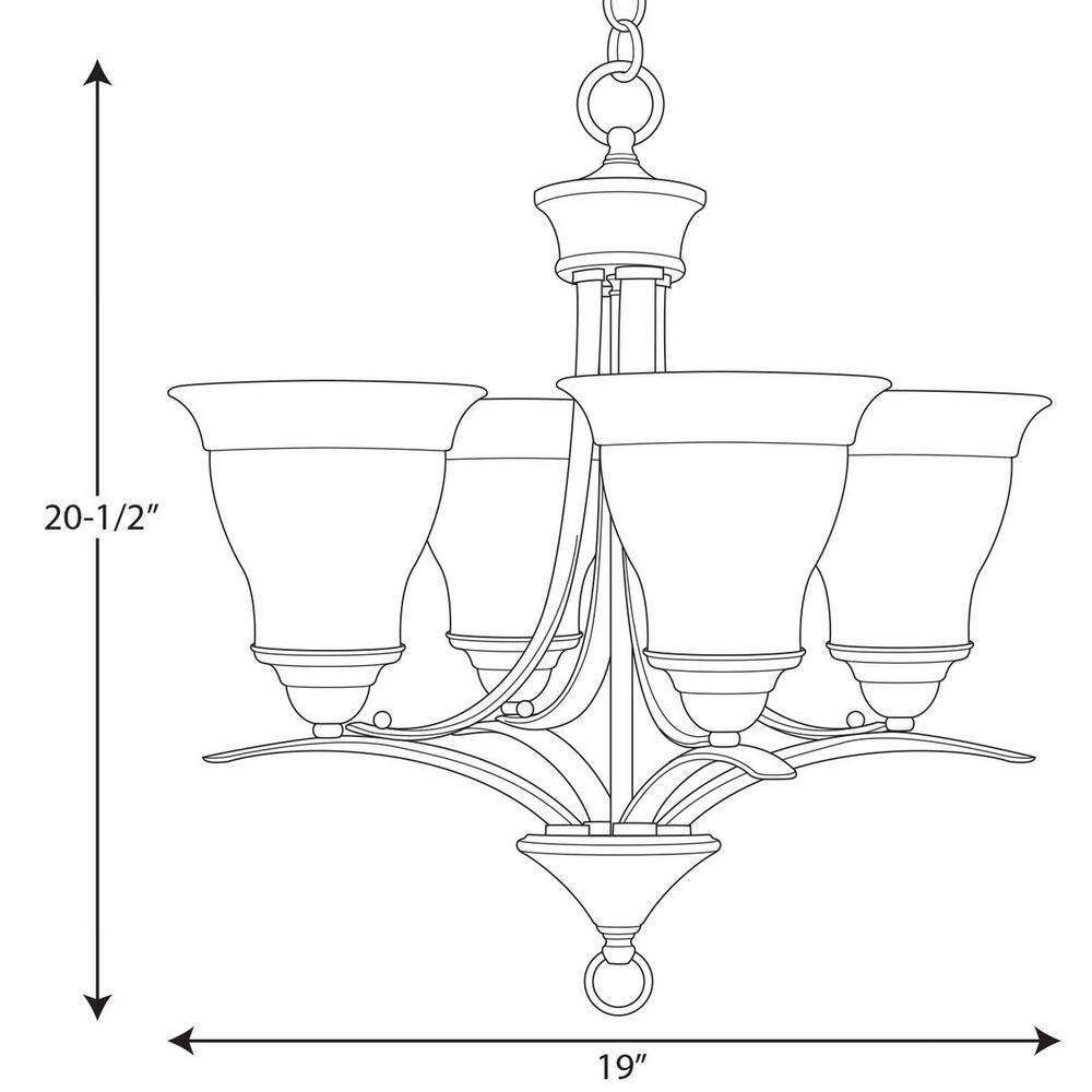 Trinity Brushed Nickel 4-Light Chandelier with Etched Glass Shades