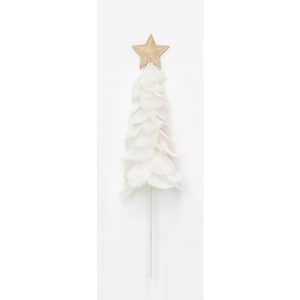 19 in. White Christmas Tree Ornament with Star On Stick Pick (Set of 3)