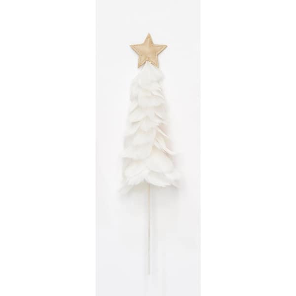 Unbranded 19 in. White Christmas Tree Ornament with Star On Stick Pick (Set of 3)