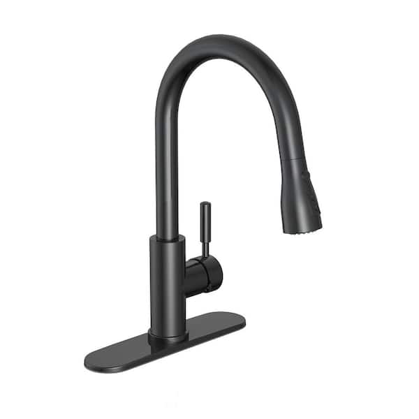 PRIVATE BRAND UNBRANDED Garrick Single-Handle Pull-Down Sprayer Kitchen Faucet in Matte Black