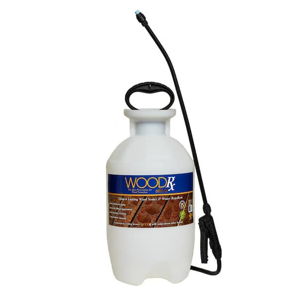 WoodRx 2 Gal. Ultra Cedar Transparent Wood Stain/Sealer with Pump Sprayer/Fan Tip