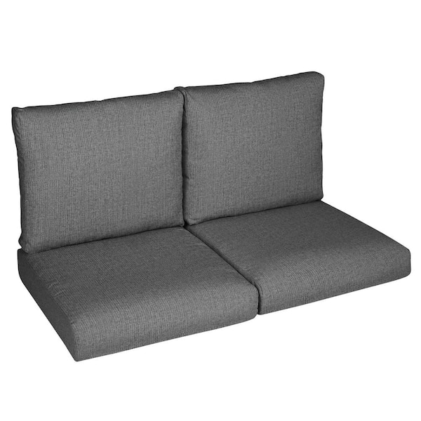 SORRA HOME Sorra Home 22.5 in. x 22.5 in. x 5 in. (4-Piece) Deep Seating Outdoor Loveseat Cushion in Sunbrella Revive Charcoal