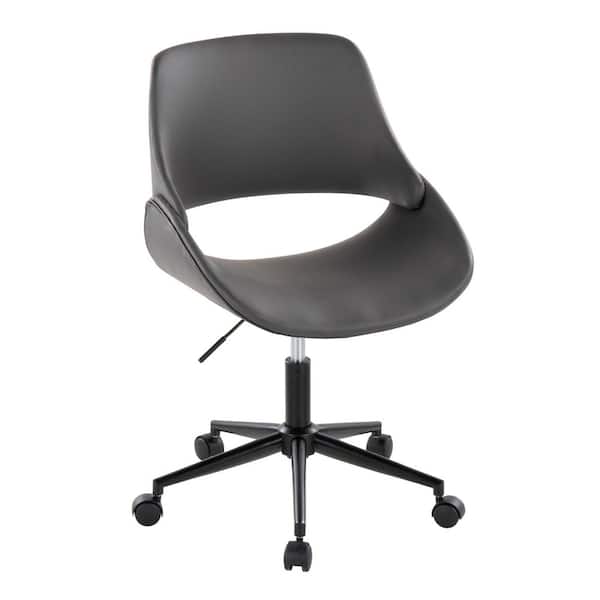 Fabrico Faux Leather Adjustable Height Office Chair in Grey Faux Leather and Black Metal with 5-Star Caster Base