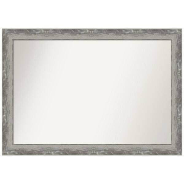 Amanti Art Waveline Silver Narrow 40.5 in. W x 28.5 in. H Non-Beveled Bathroom Wall Mirror in Silver