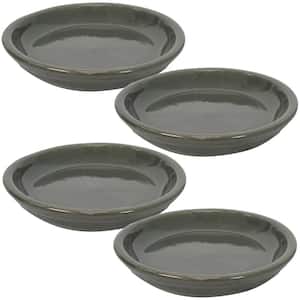 7 in. Gray Ceramic Planter Saucer (Set of 4)