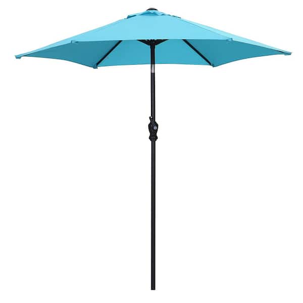 OVASTLKUY 7.5 ft. Market Table Outdoor Patio Umbrella in Blue