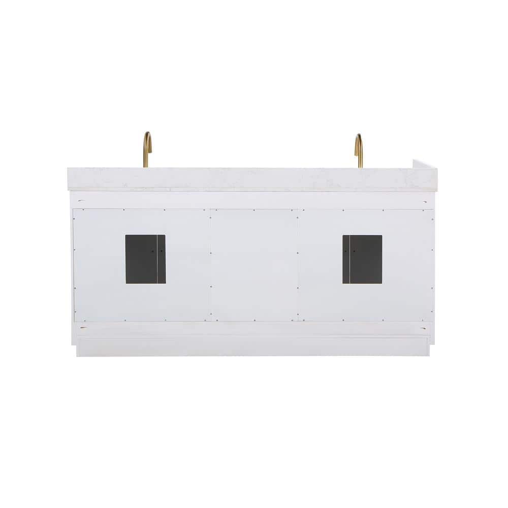 Gavino 72" White Wood Double Vanity with Composite Stone Top