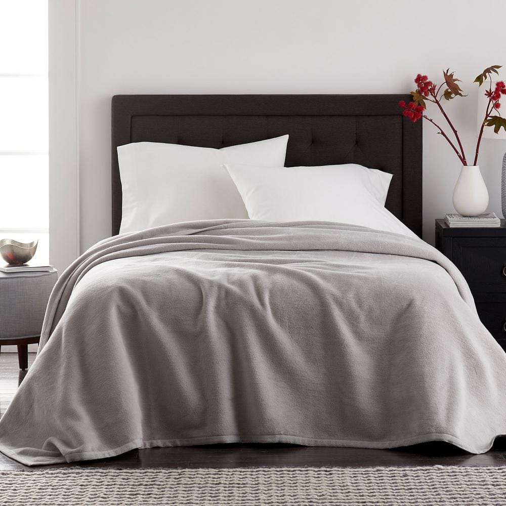 Off-White Queen Cotton Fleece Winter Throw Blanket
