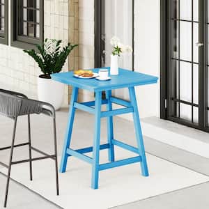 Laguna 30 in. Square HDPE Plastic Counter Height Outdoor Dining High Top Bar Table in Pacific Blue
