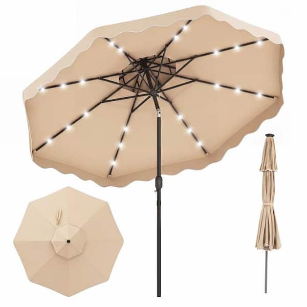double vented patio umbrellas with lights 11 x 11FT Outdoor Patio Cantilever Umbrella with LED Lights Double Top  Square Umbrella with Weighted Base - On Sale - Bed Bath & Beyond