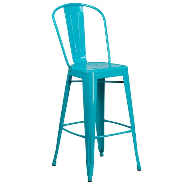 Flash Furniture 30 in. Crystal Blue Metal Bar Stool