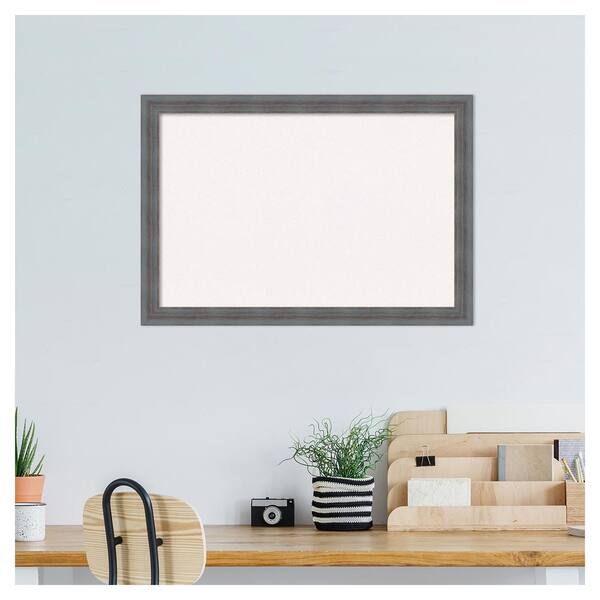 Amanti Art Dixie Grey Rustic Wood White Corkboard 26 in. x 18 in. Bulletin Board Memo Board