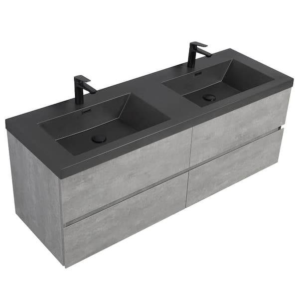 Opvande Lodi 60 in. W x 20 in. D x 16 in. H Double Floating Bathroom ...