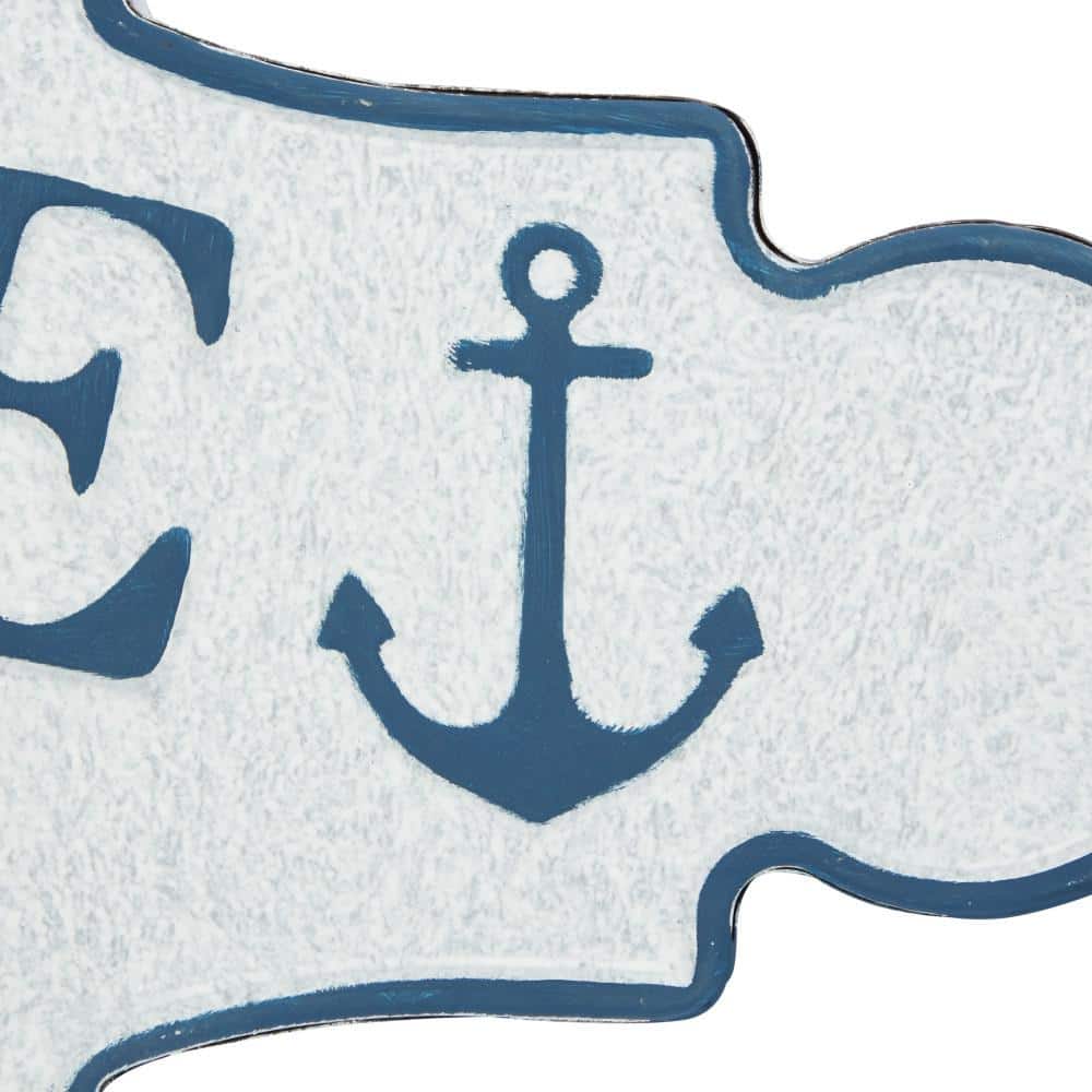 Blue Metal Nautical Welcome to the Beach Wall Sign