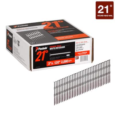 3 in. x 0.120-Gauge 21-Degree Brite Smooth Shank Plastic Collated Framing Nails (2000 per Box)