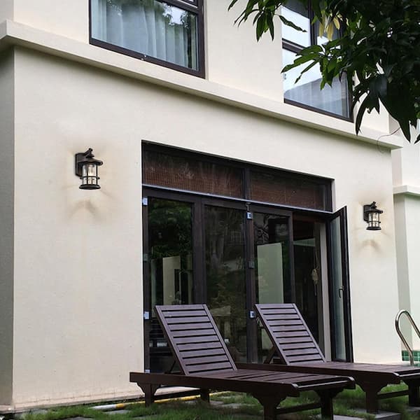 1-Light Oiled Rubbed Bronze Metal Outdoor Wall Lantern Sconce with Anti-Rust and Waterproof