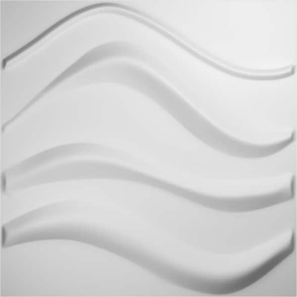 Ekena Millwork 1 in. x 19-5/8 in. x 19-5/8 in. PVC White Wave EnduraWall Decorative 3D Wall Panel (2.67 sq. ft.)