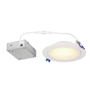 6 in. Gimbal 2700-5000K Selectable New Construction Canless Integrated LED Recessed Light Kit for Sloped Ceiling