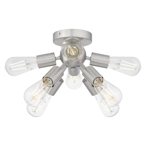 Home Decorators Collection Adriel 17.13 in. 8-Light Brushed Nickel Flush Mount