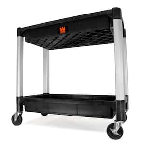 300 lbs. Capacity 32 in. x 18.5 in. Double Decker Service 2-Tray and Utility Cart