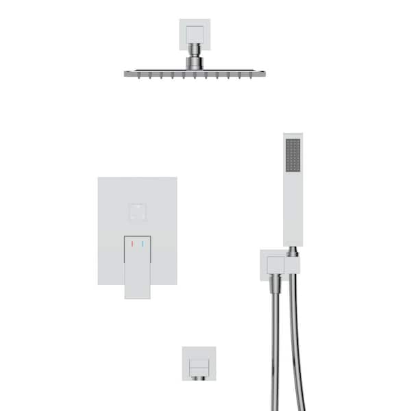 Tahanbath 1-Spray Shower System Double Handle 1.8 GPM Shower Faucet with 360-Degree Swivel Features in Chrome