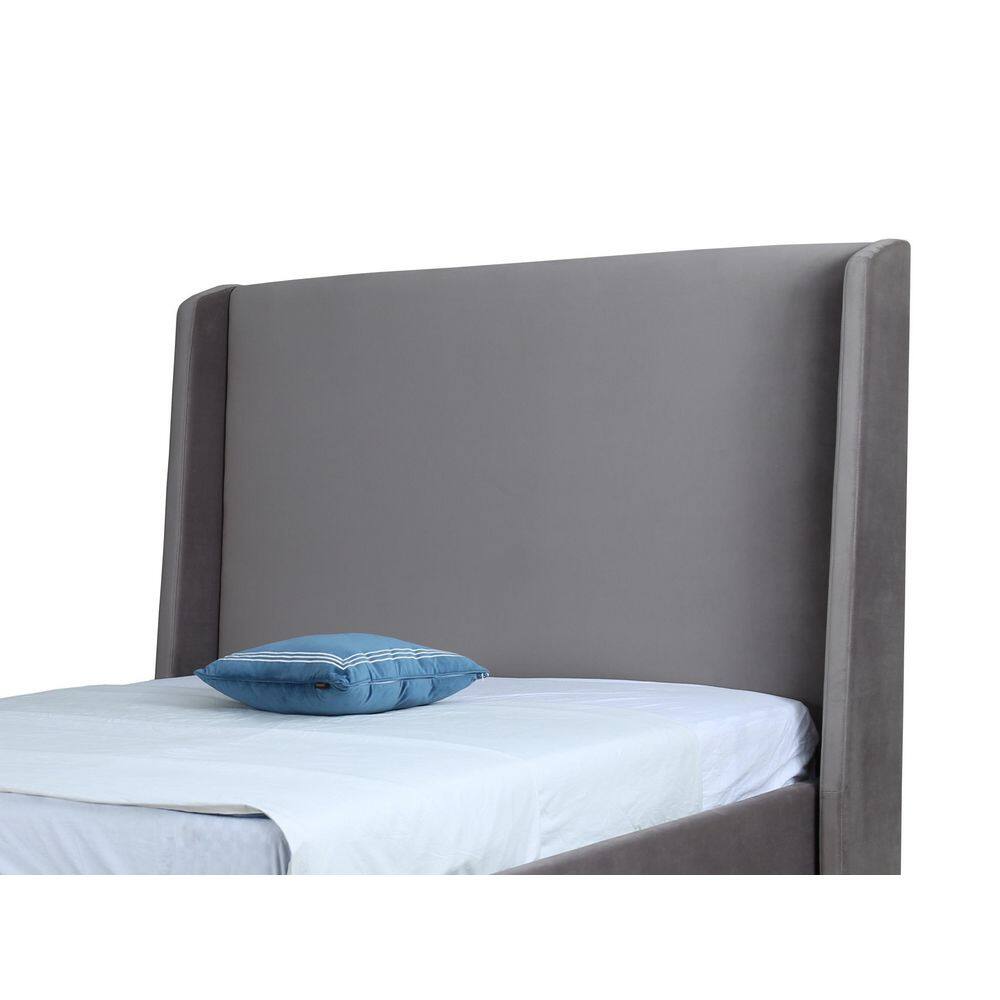 Queen Velvet Upholstered Wood Frame Bed with Slats