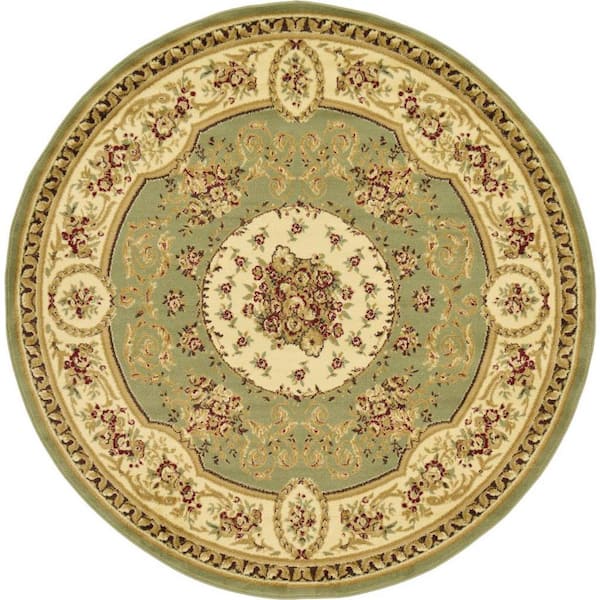 Unique Loom Versailles Phillipe Green 6' 0 x 6' 0 Round Rug