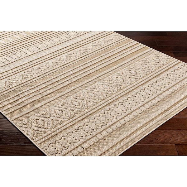 Rockport Aqua/Taupe Modern 5 ft. x 7 ft. Indoor/Outdoor Area Rug