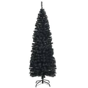 6 ft. Unlit Black Halloween Pencil Tree Artificial Christmas Tree with 520 PVC Branch Tips