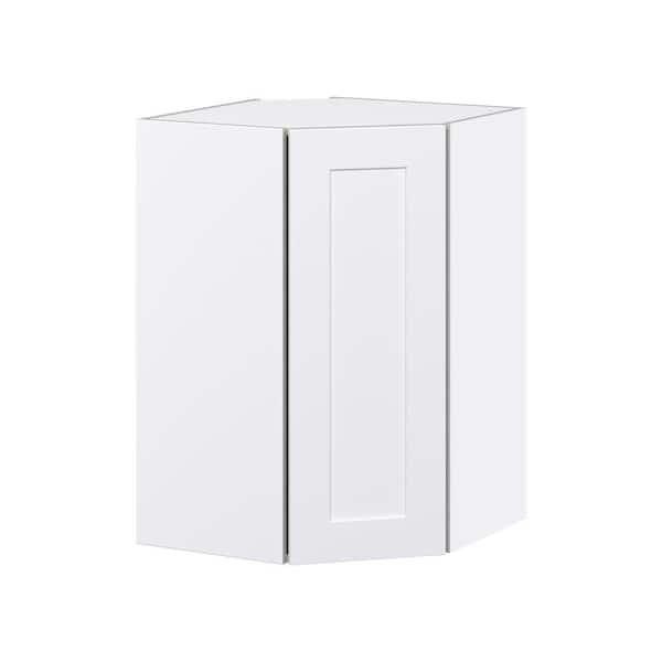 J COLLECTION Wallace Painted Warm White Shaker Assembled Wall Diagonal Corner Kitchen Cabinet (24 in. W x 35 in. H x 14 in. D)