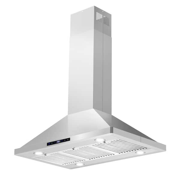 Cosmo Wall Mount Range Hood in Stainless Steel with Glass Hood, Permanent  Filters - On Sale - Bed Bath & Beyond - 10306106