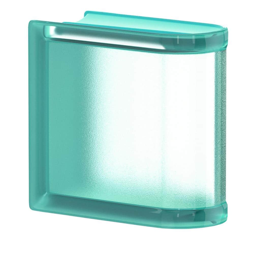 3 in. Thick Series 6 x 6 x 3 in. Linear End (1-Pack) Mint Mist Pattern Glass Block (Actual 5.75 x 5.75 x 3.12 in.) -  MyMINIGLASS, 123432M