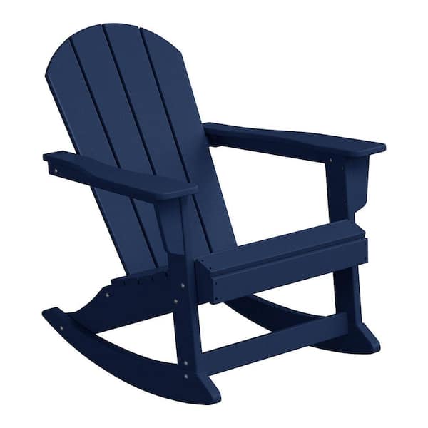 Laguna Fade Resistant Outdoor Patio HDPE Poly Plastic Adirondack Porch Rocking Chair in Navy Blue