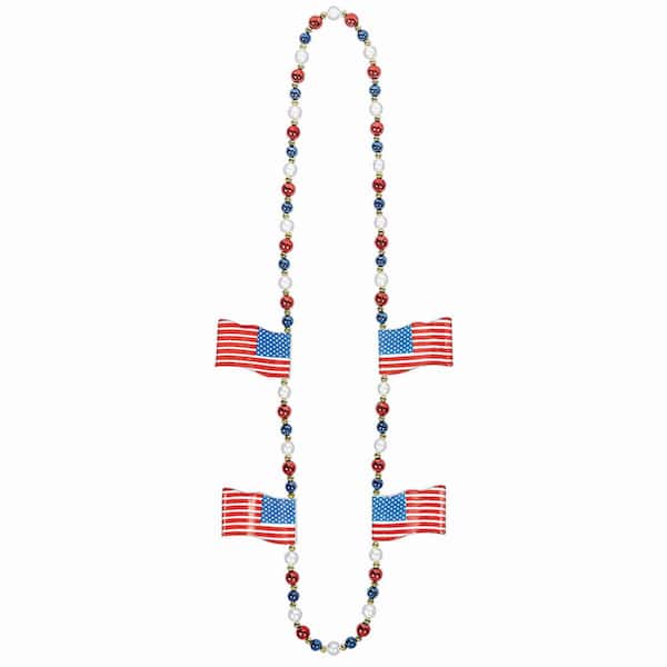 Amscan 42 in. Red, White and Blue Flag Beaded Necklace (2-Pack)
