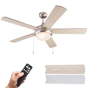 SIMPOL HOME 52 in. LED Indoor White Ceiling Fan with Remote, Pull Chain and Remote Control, AC Motor, Reversible Blades