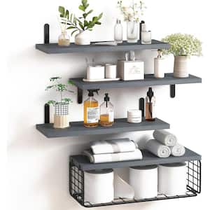 15.7 in. W x 5.9 in. D Gray Decorative Wall Shelf, Floating Shelves