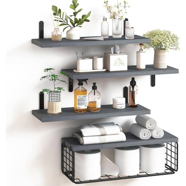 Cubilan 15.7 in. W x 5.9 in. D Gray Decorative Wall Shelf, Floating Shelves
