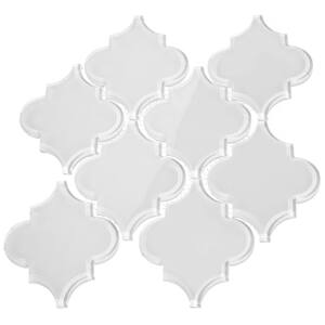 Bright White Arabesque 4 in. x 5 in. x 8mm Glass Backsplash and Wall Tile (7 sq. ft. / case)