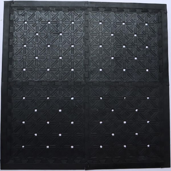 18 in. x 18 in. Black Rubber Outdoor Door Mat