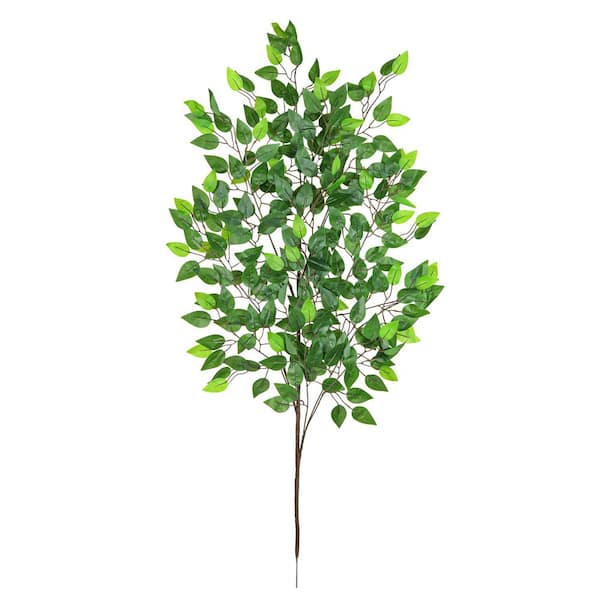 49 in. Large Real Touch Artificial Ficus Leaf Stem Plant Greenery Foliage Spray Branch Set of 2