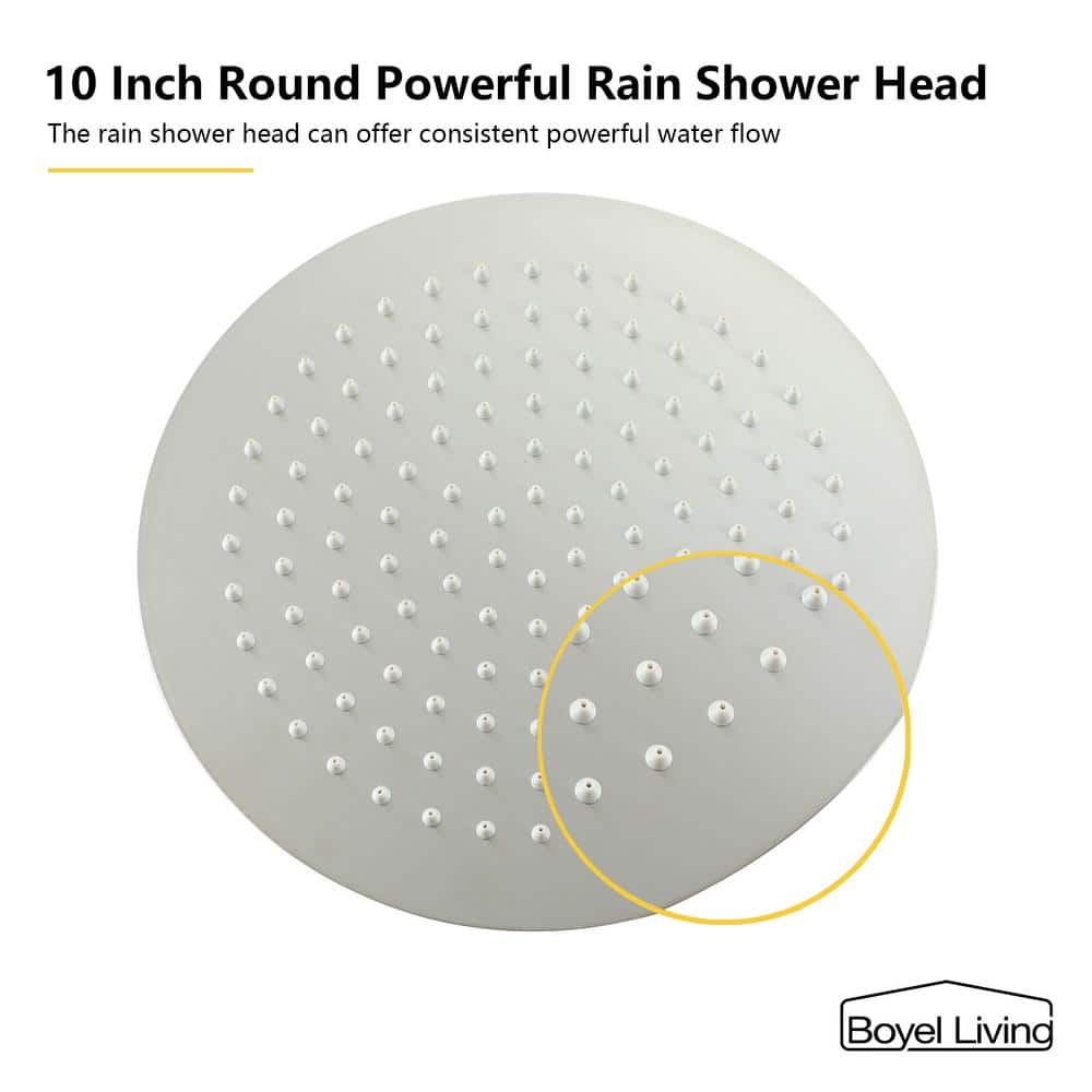 Brushed Nickel 10-Inch Rain Shower System with Handheld Spray