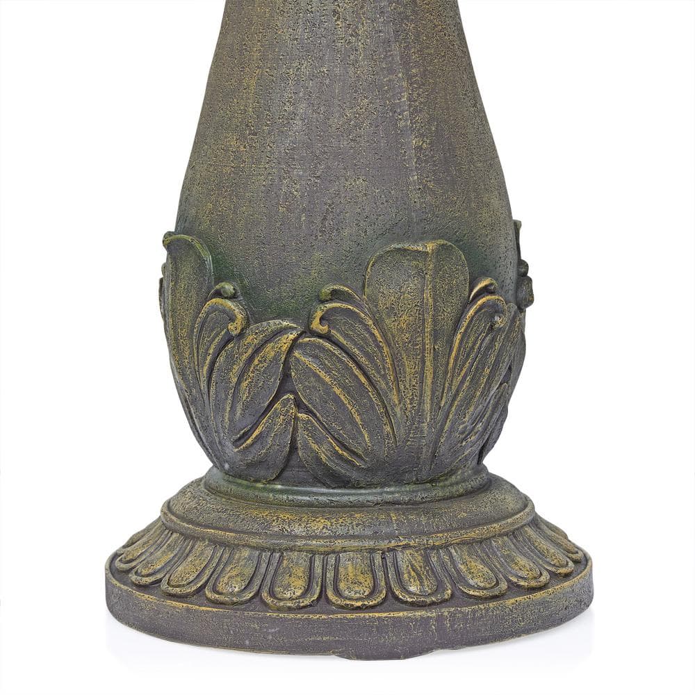 34" Tan Polyresin Solar Flower Style Tiered Fountain