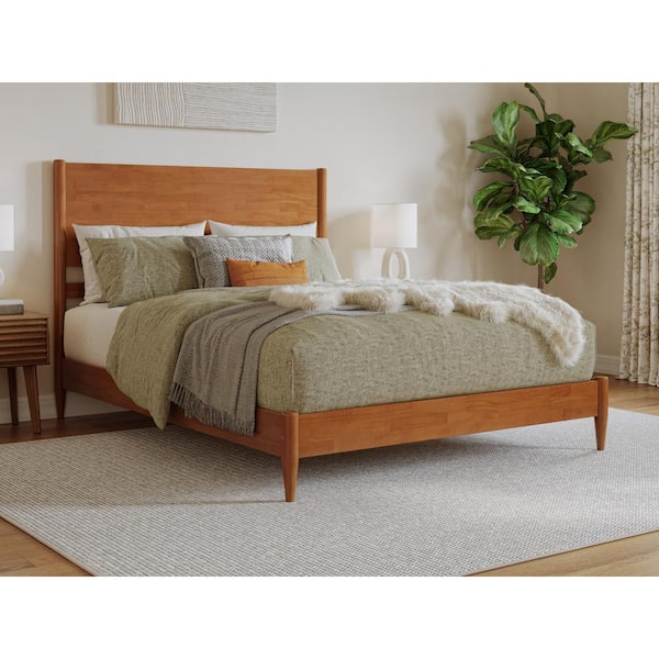 AFI Pasadena Light Toffee Natural Bronze Solid Wood Frame Queen Low Profile Platform Bed