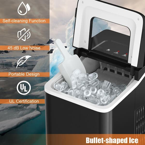 WELLFOR 26 lb. Portable Ice Maker in Black with Ice Scoop and Detachable Basket