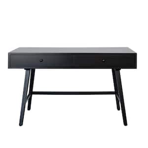Finn 52 in. Black Rectangle Wood Rectangle Writing Desk Console Table with Drawers