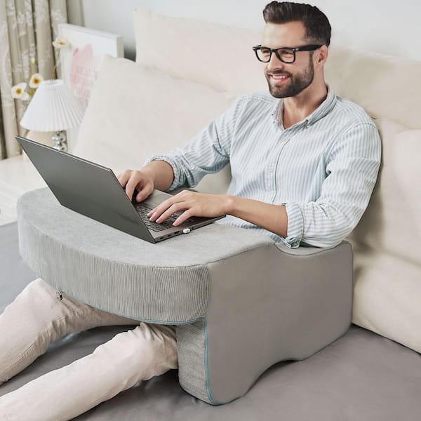 BOZTIY Reading Pillow Extra Large Arm Rest Pillow for Adult Memory Foam Lap Desk Pillow for Reading Working in Bed Couch Gray I1600220 GY MHD01