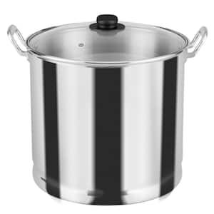 67.0333-Cups Silver Steamer Stock Pot with Glass Lid
